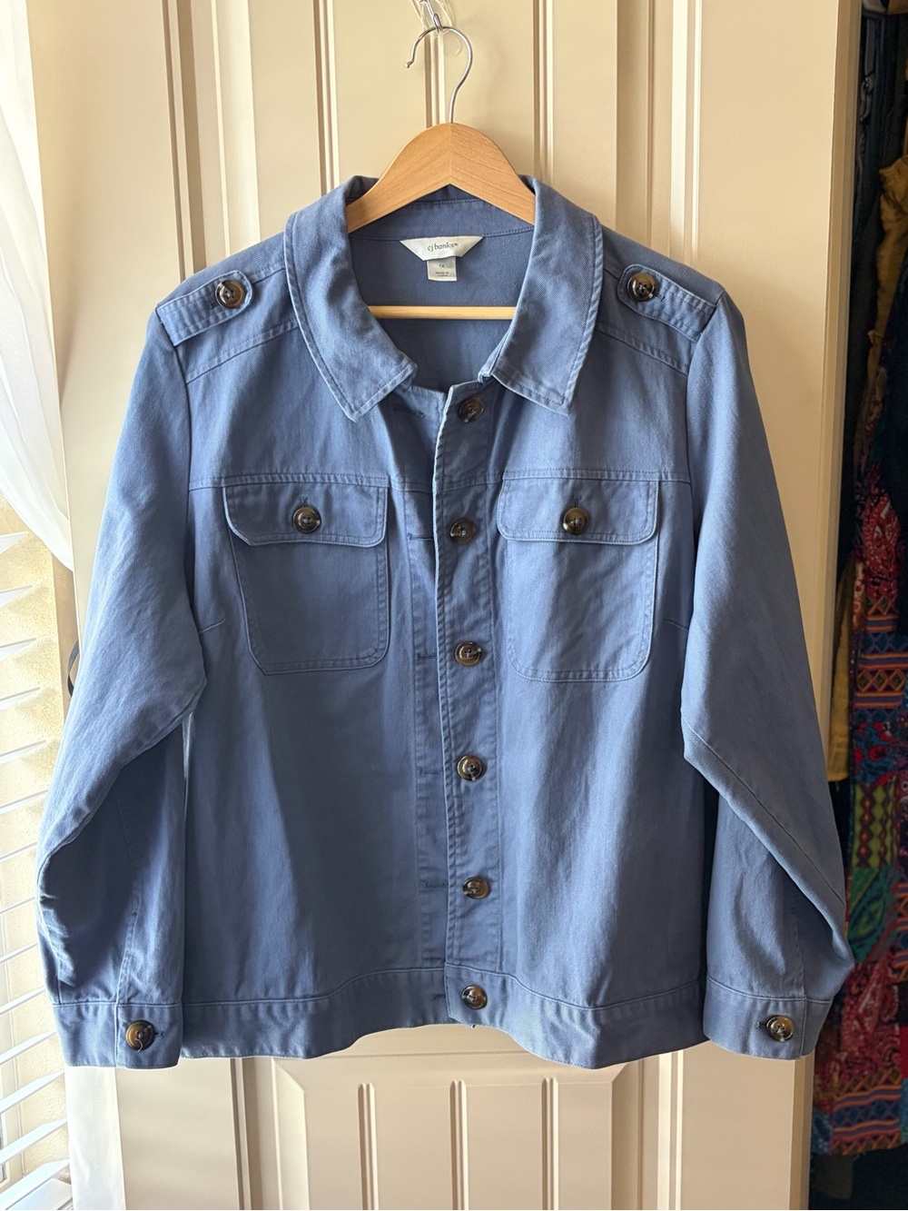 CJ Banks Light Blue Jean Jacket - Button Front